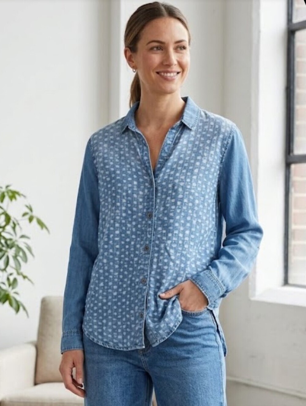 Cloth & Stone Button Down Blue Chambray Long Sleeve Small